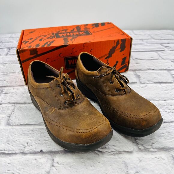 Worx by Red Wing Oxford Work Shoe 6.5M Brown Leather Steel Toe Electrical Hazard - Picture 2 of 8
